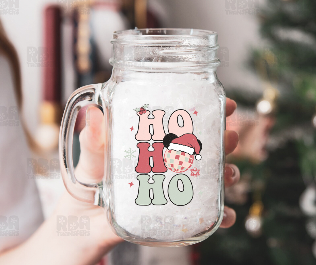 Chapeau de Père Noël Ho Ho Ho UV DTF Autocollant