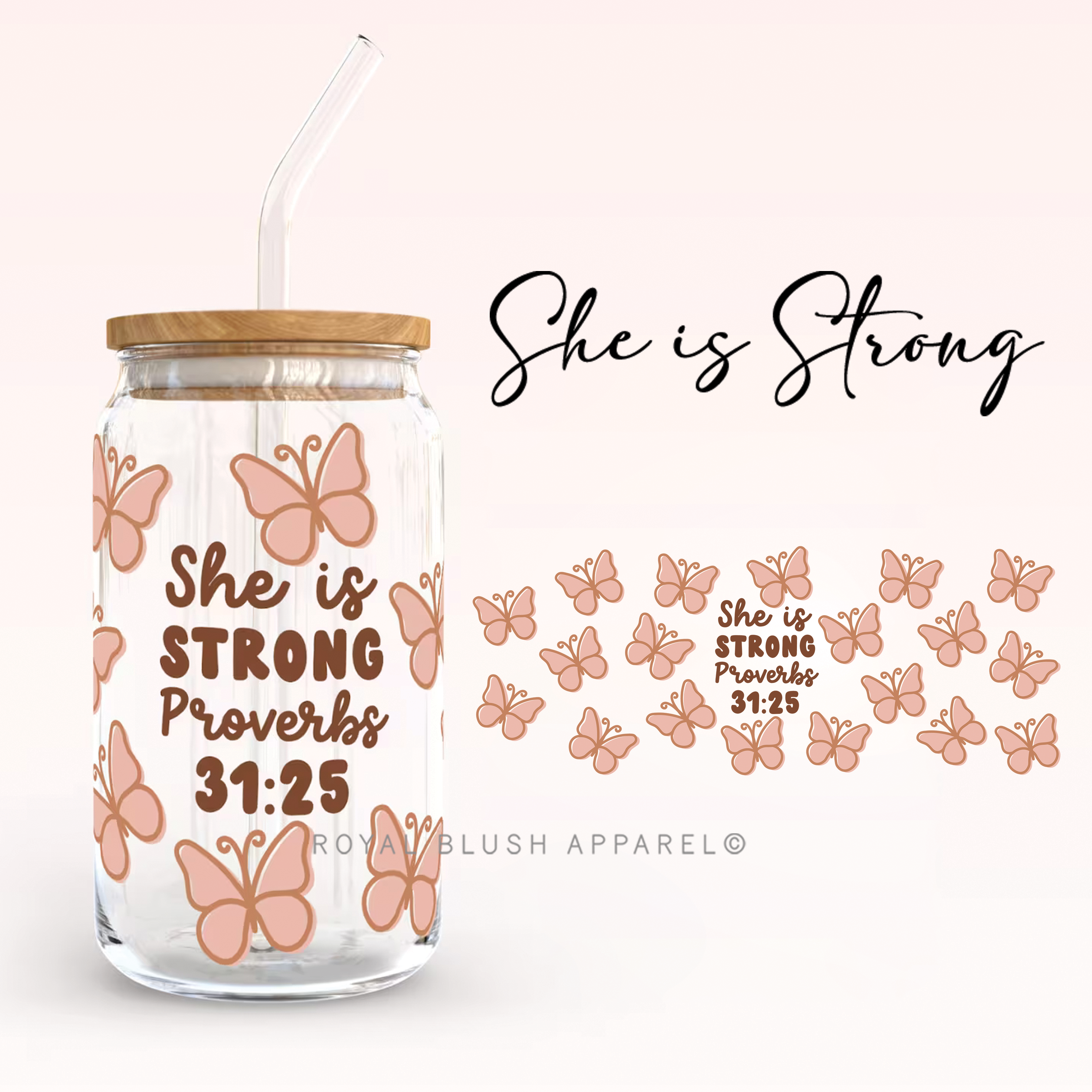 Butterflies She Is Strong Wrap UV DTF Sticker