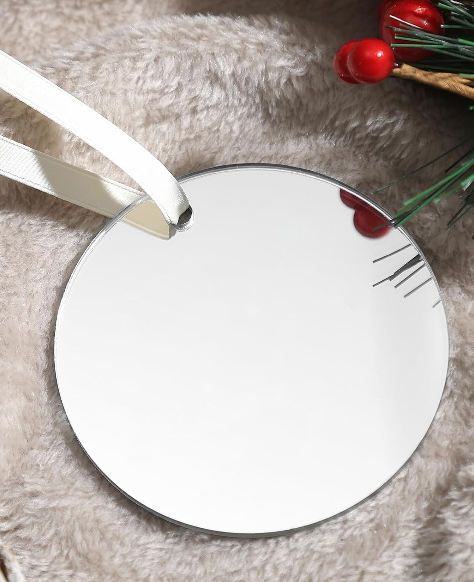 Silver Round 3" Acrylic Ornament