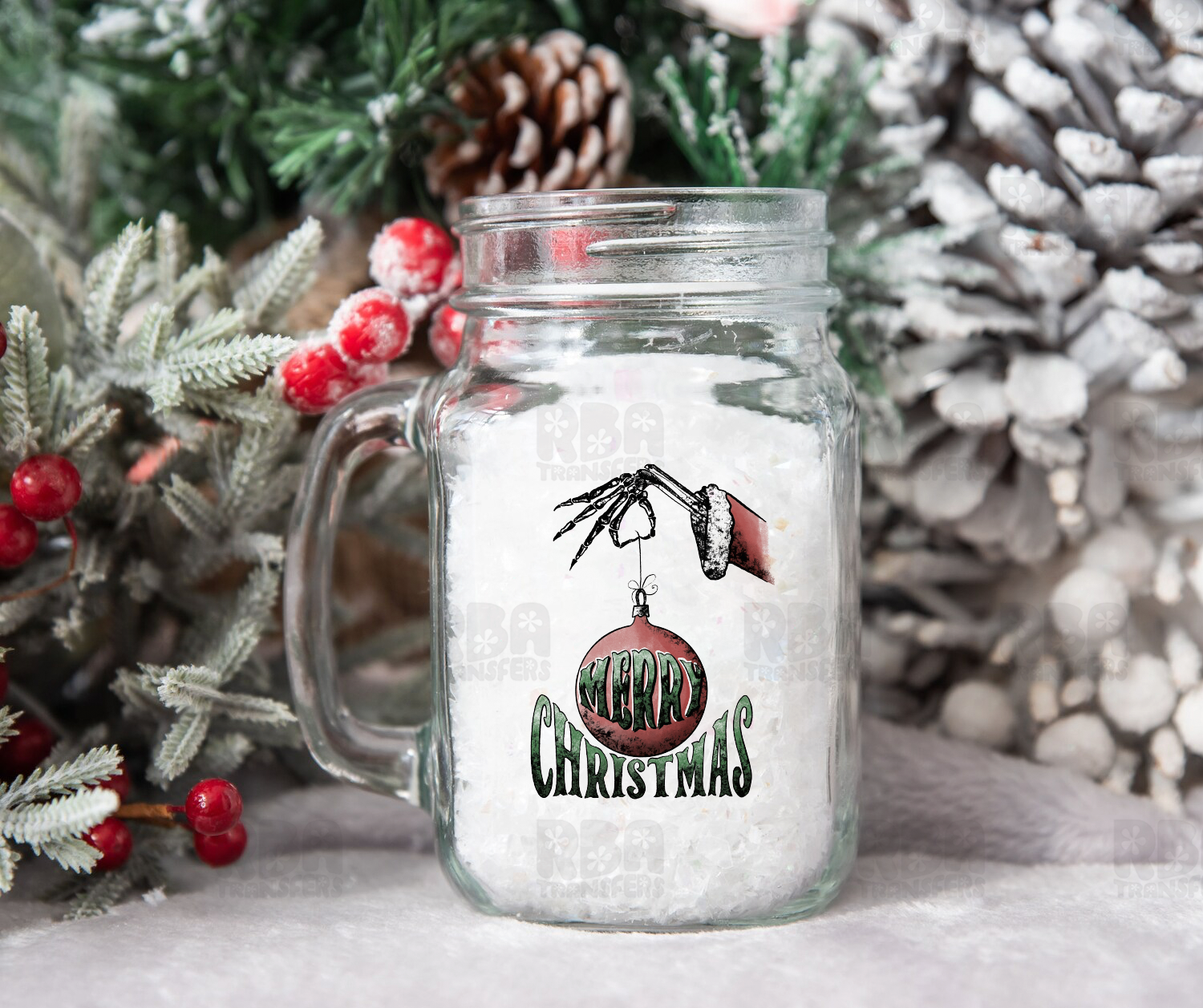 Skeleton Hand Merry Christmas UV DTF Sticker