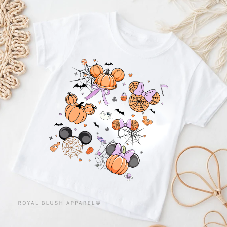 Toddler Youth Mickey Pumpkin Webs Full Color Transfer