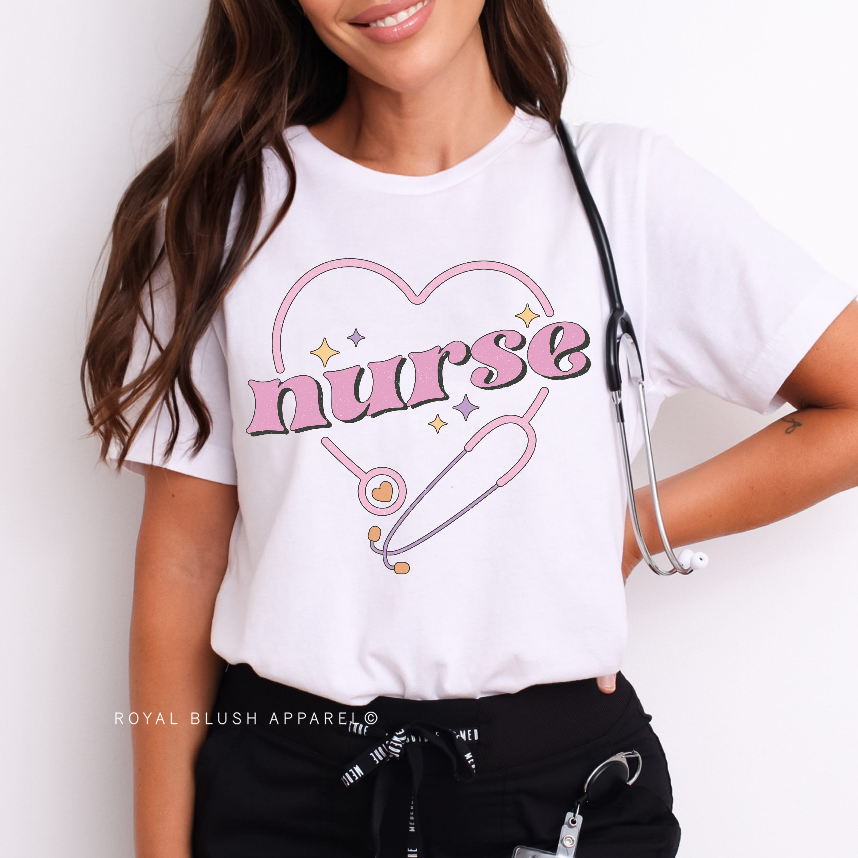 Stethoscope Heart Nurse Full Color Transfer