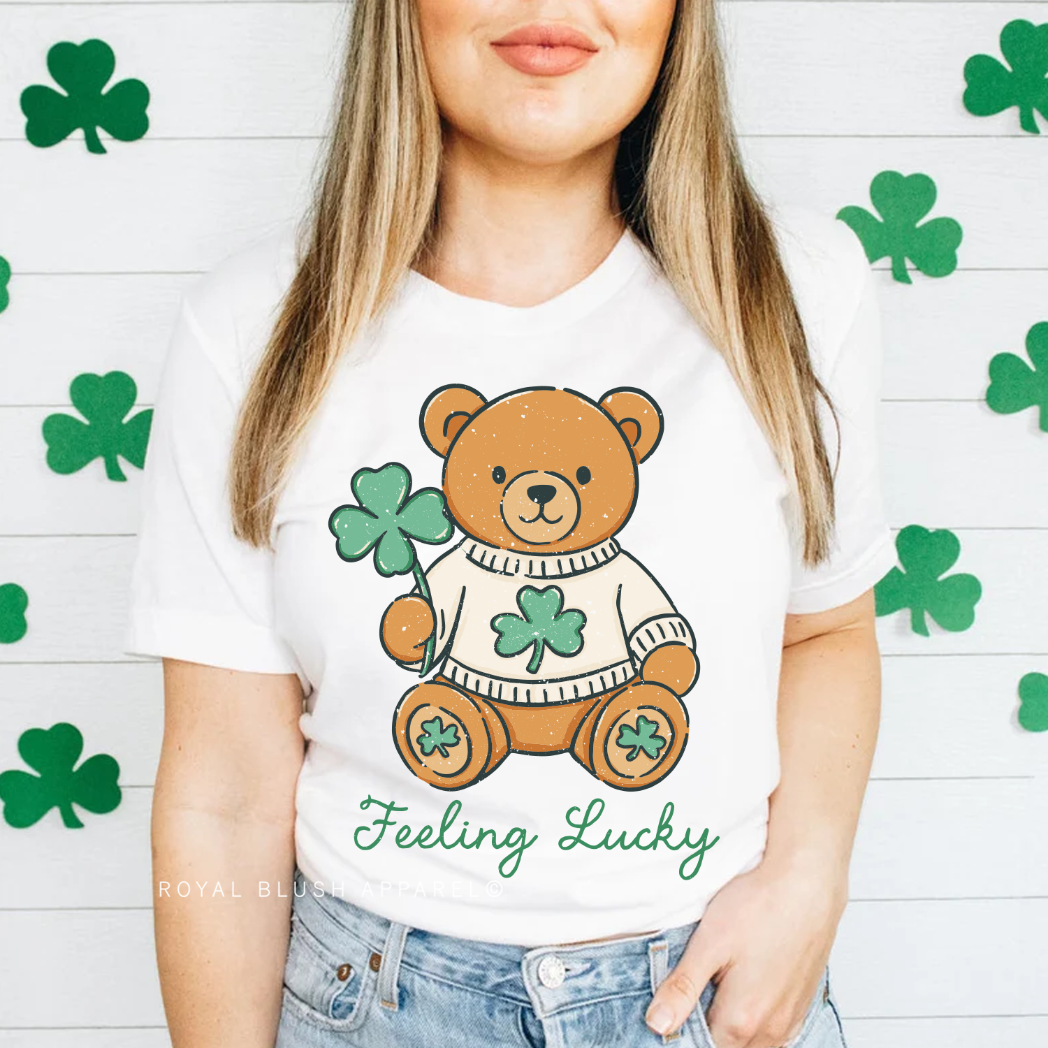 Teddy Bear Feeling Lucky Full Color Transfer