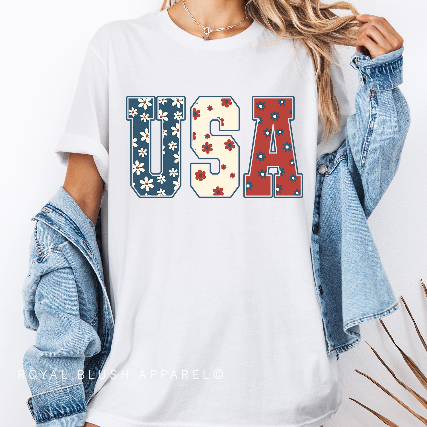 USA Varsity Floral Full Color Transfer