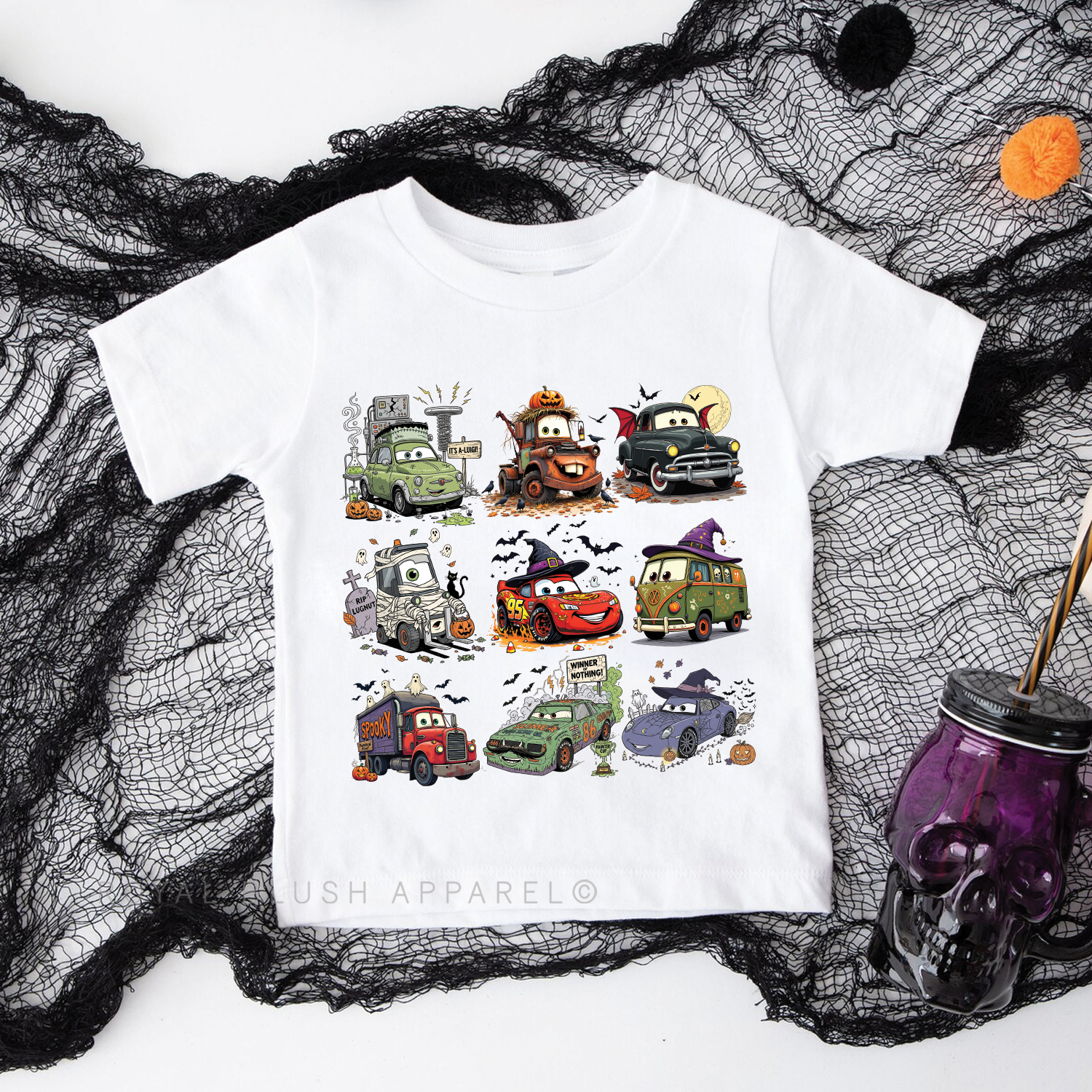 Toddler Youth Halloween Cars Full Color Transfer