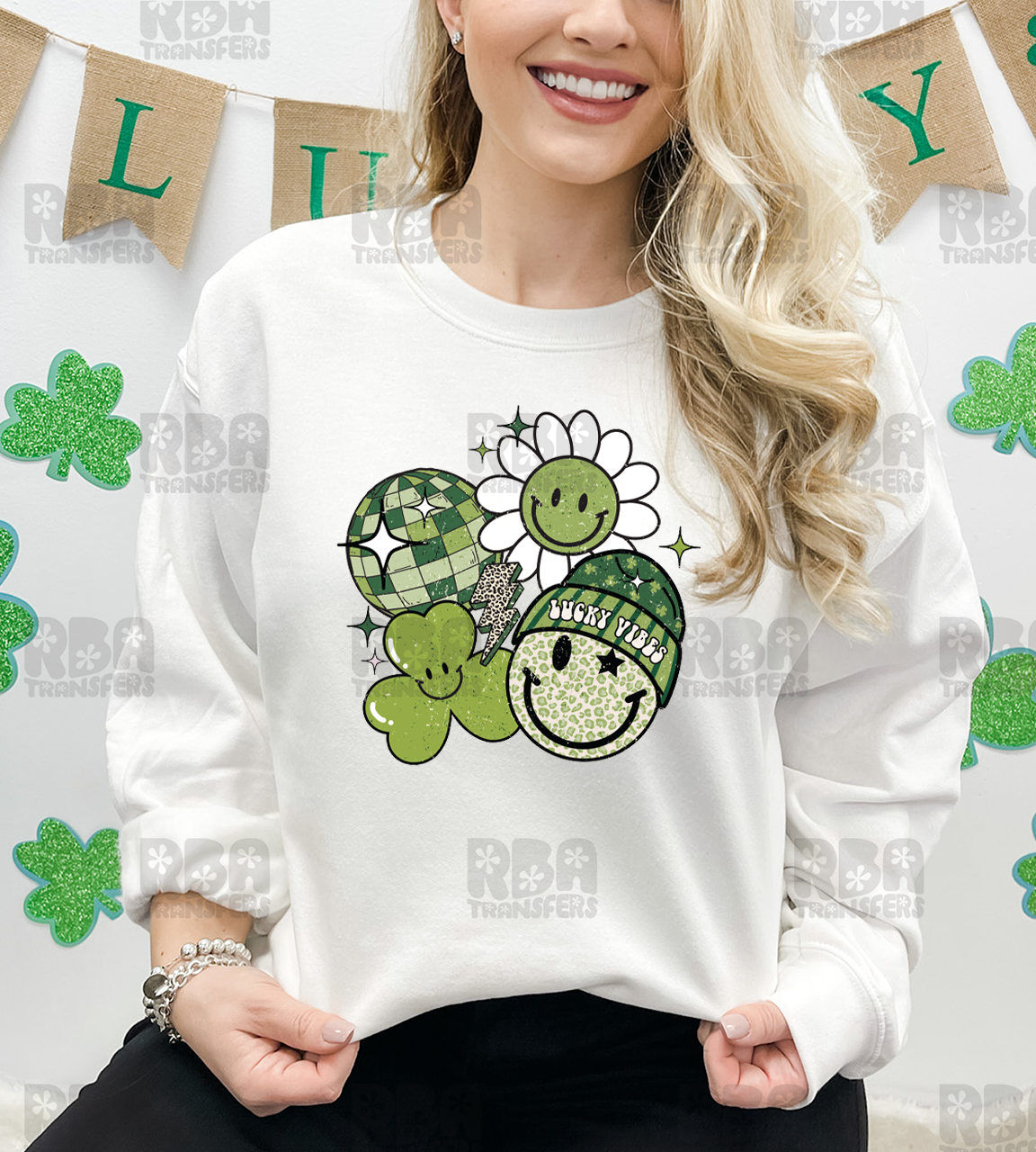 Retro Lucky Vibes Full Color Transfer