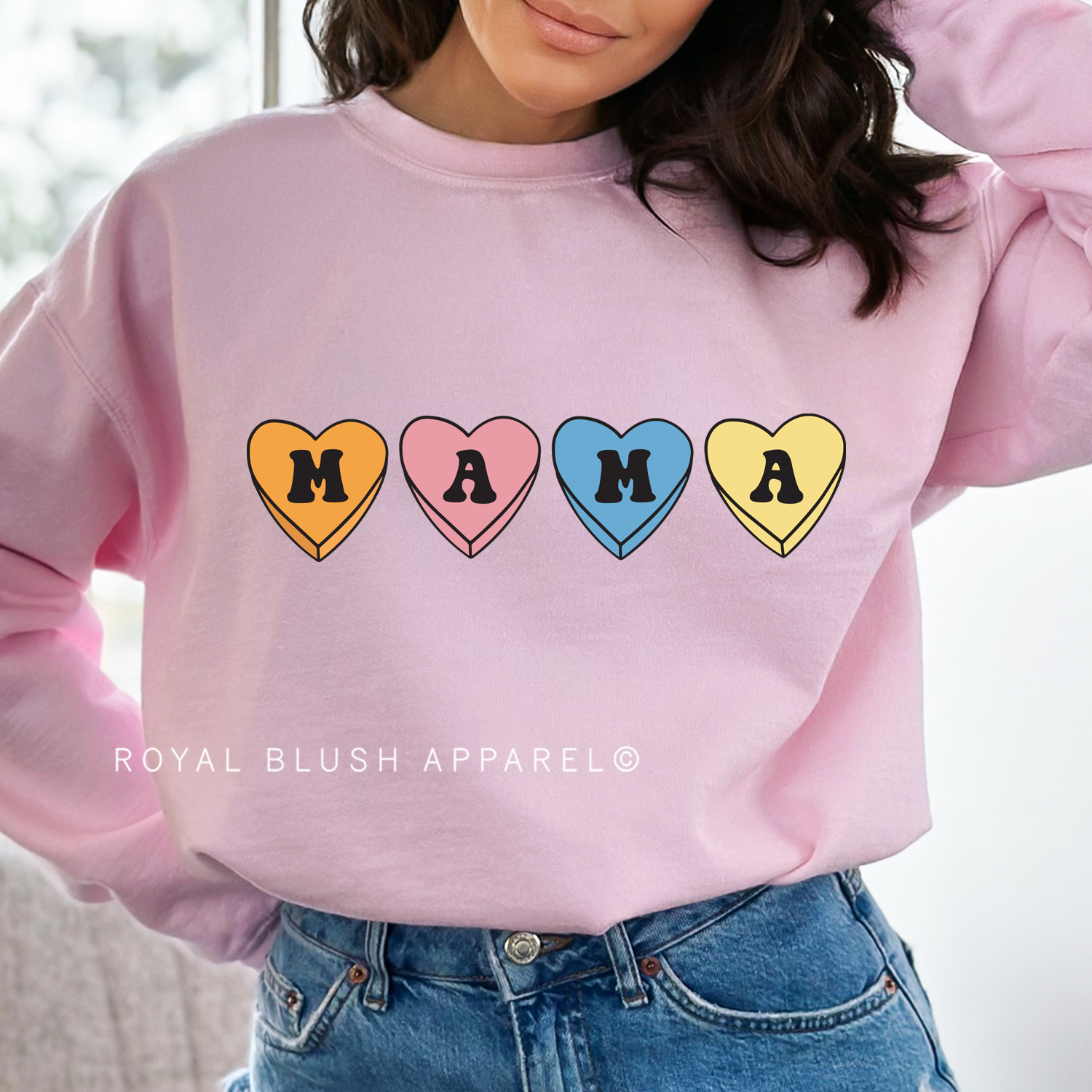 Mama Candy Hearts Full Color Transfer