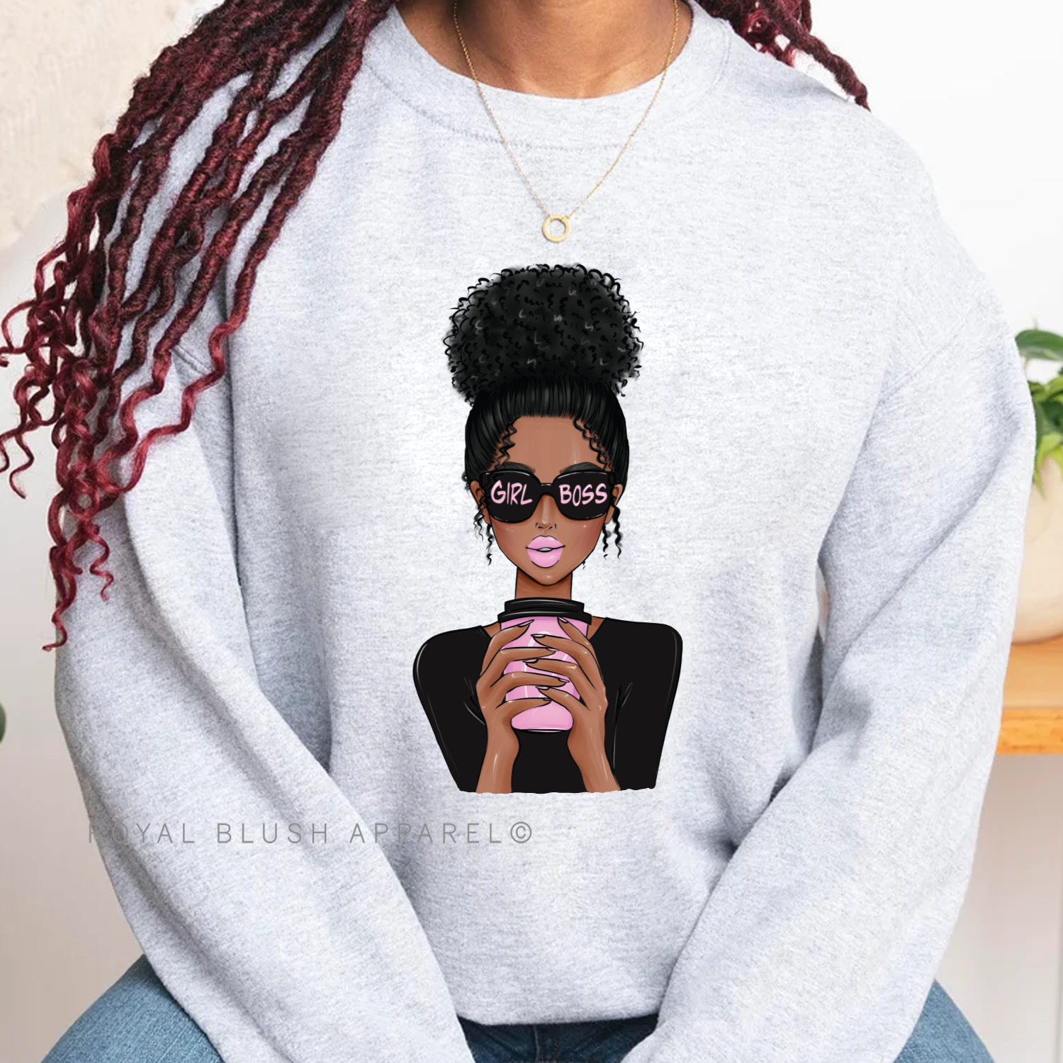 Curly Hair Girl Boss Full Color Transfer