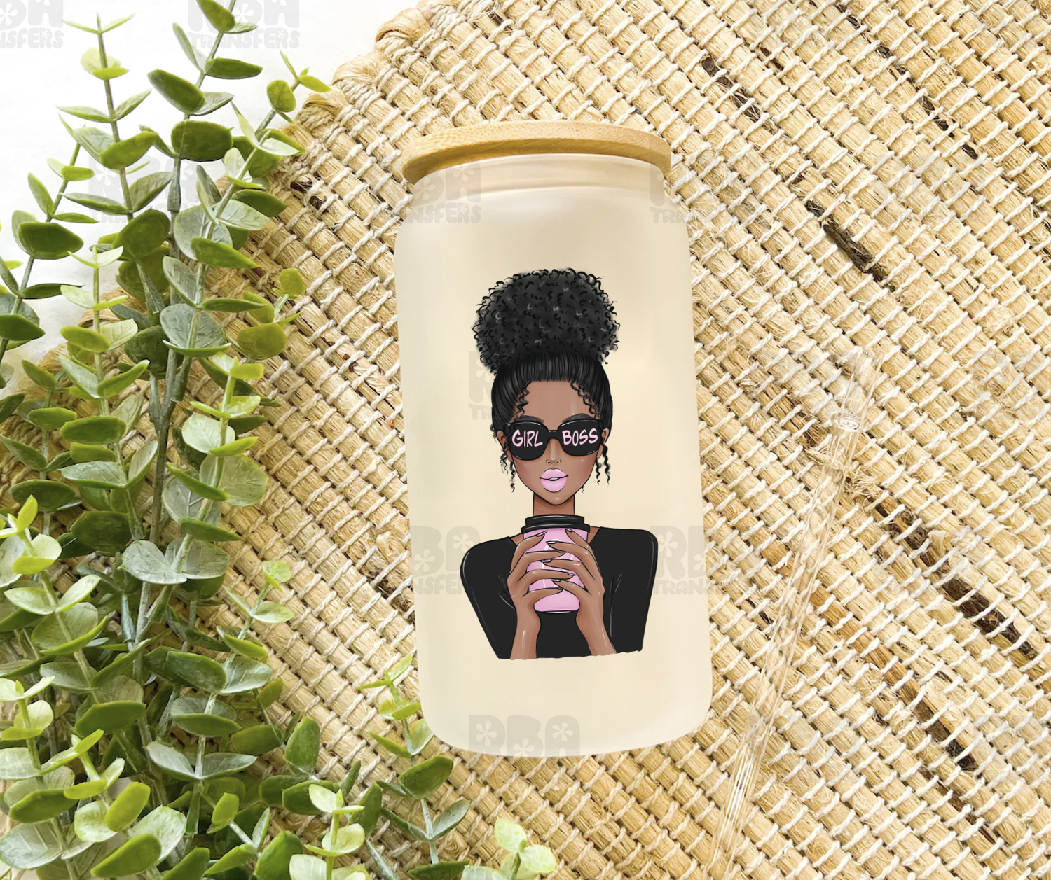 Curly Hair Girl Boss UV DTF Sticker