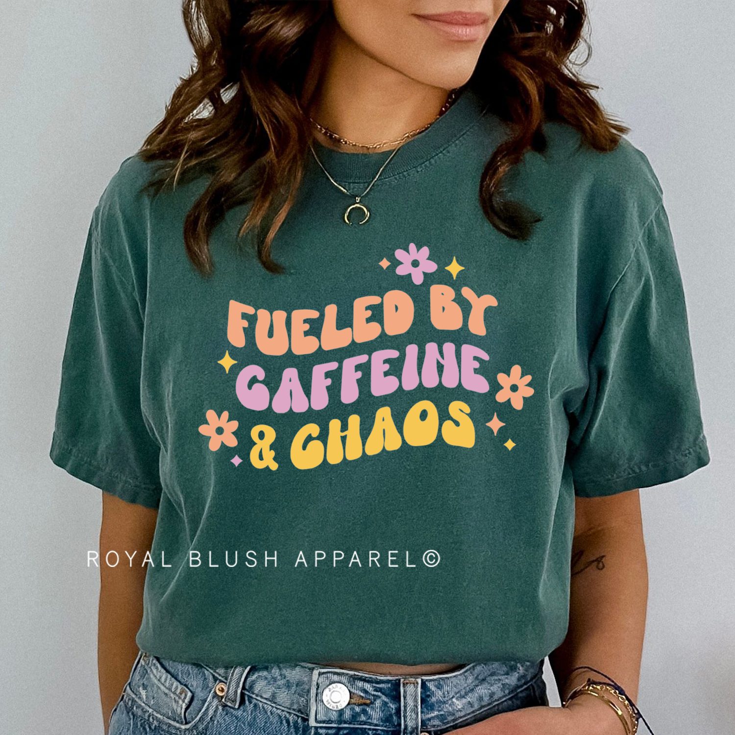 Fueled By ✿ Caffeine & Chaos Full Color Transfer