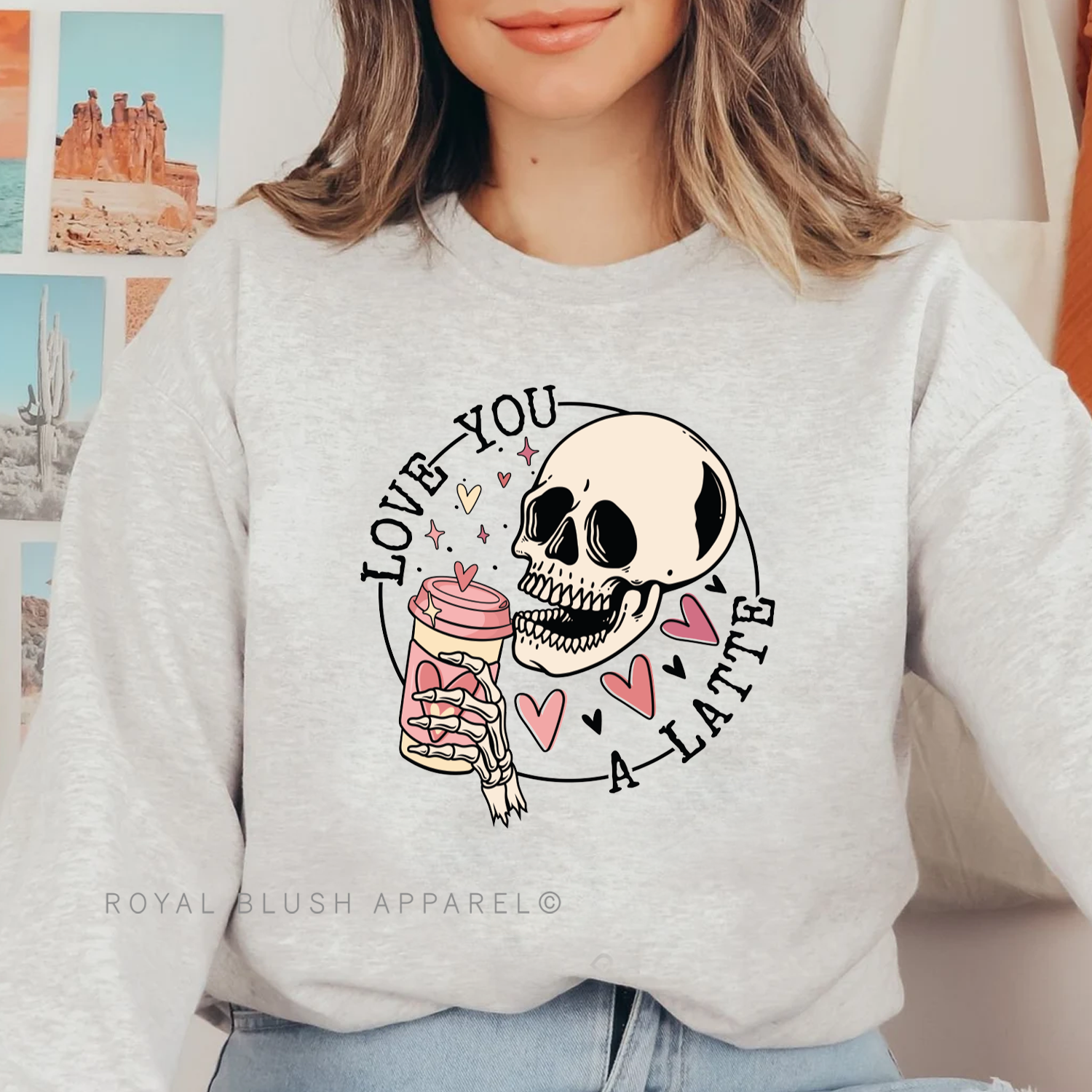 Love You A Latte Skeleton Full Color Transfer