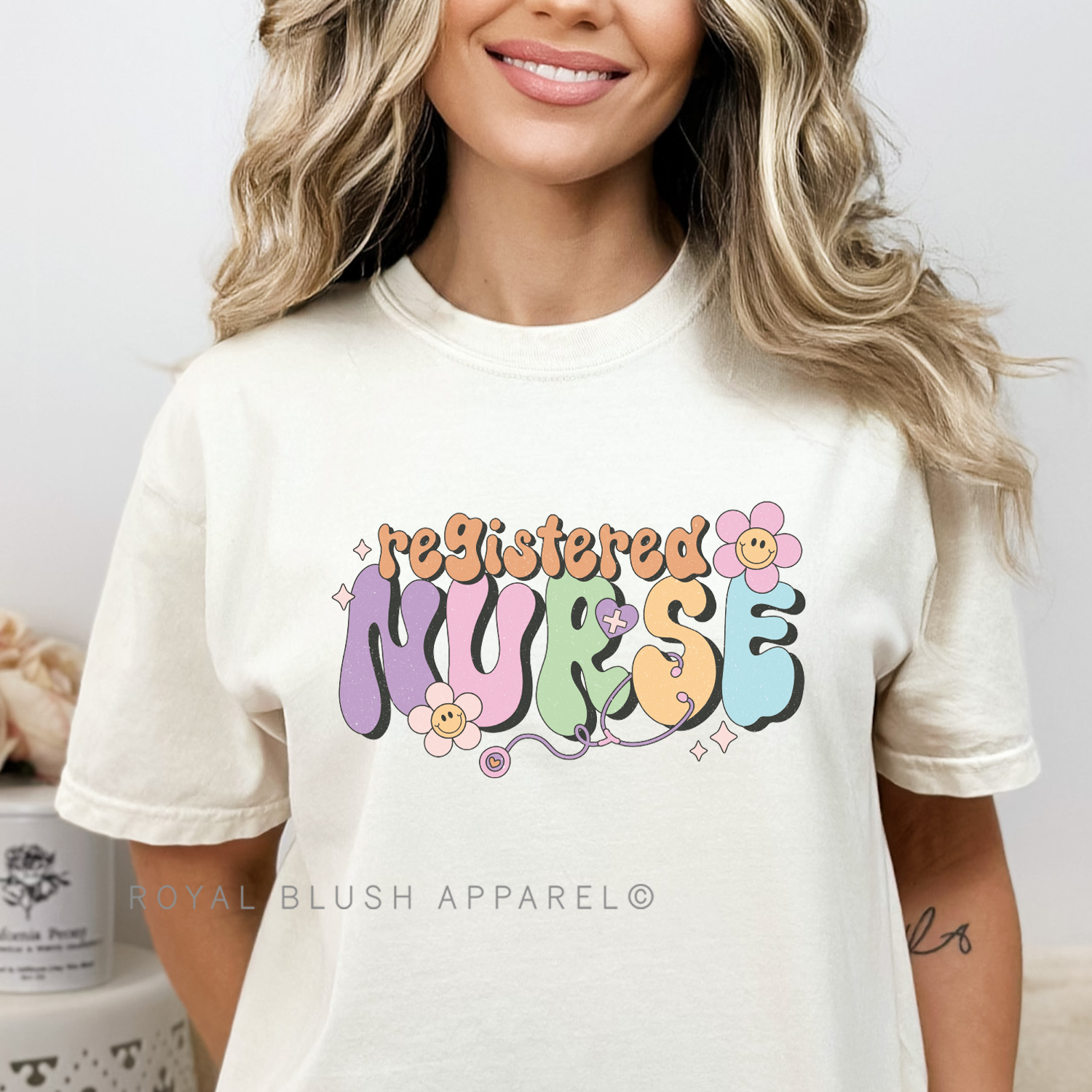 Retro Registered Nurse Full Color Transfer