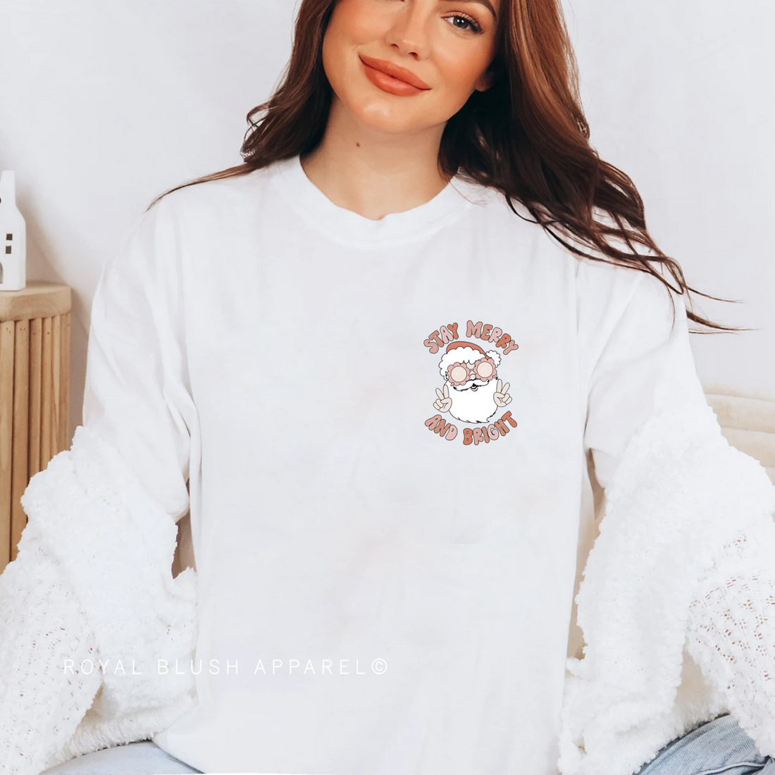 Retro Stay Merry & Bright Full Colour Transfer