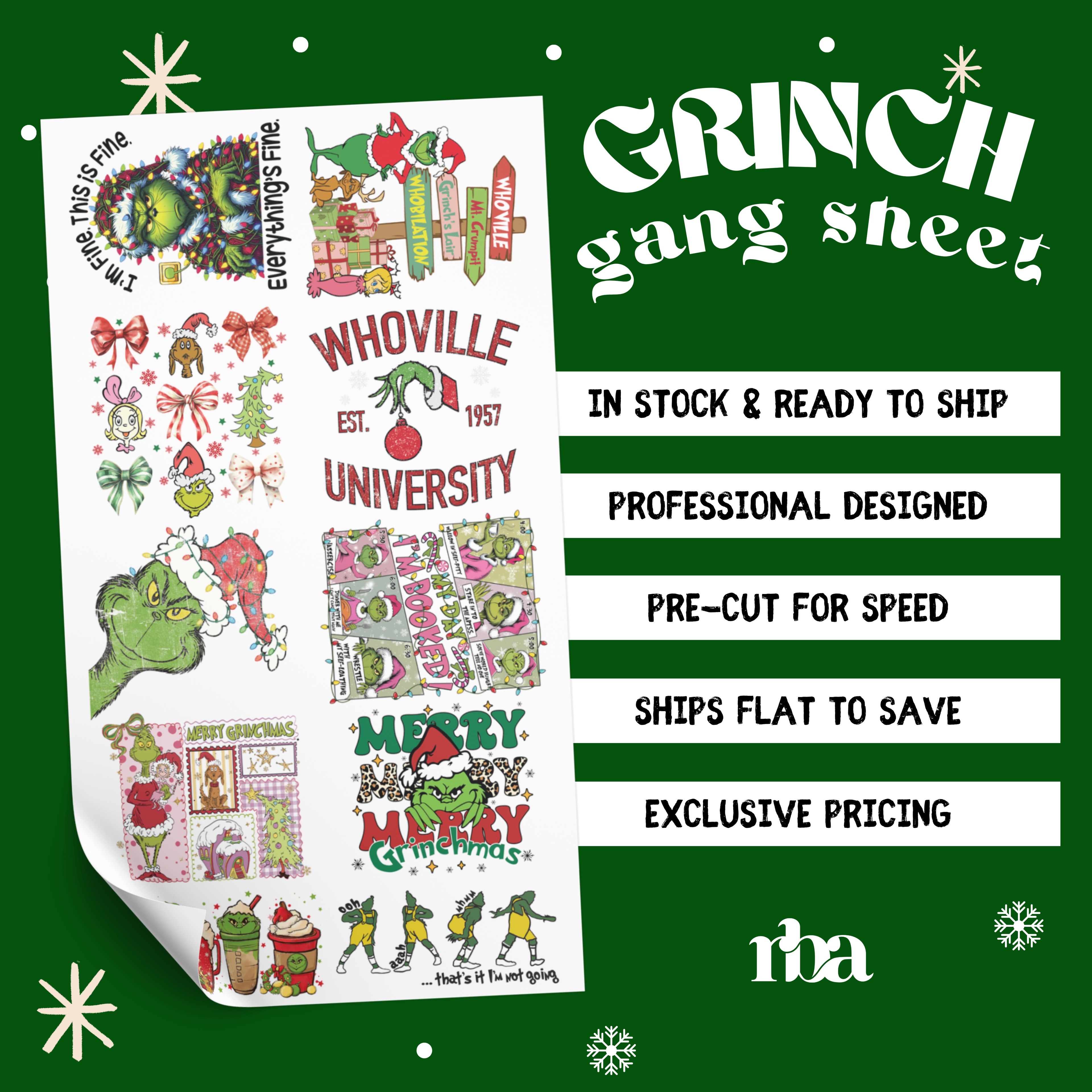 Grinch Pre-Designed Gang Sheet