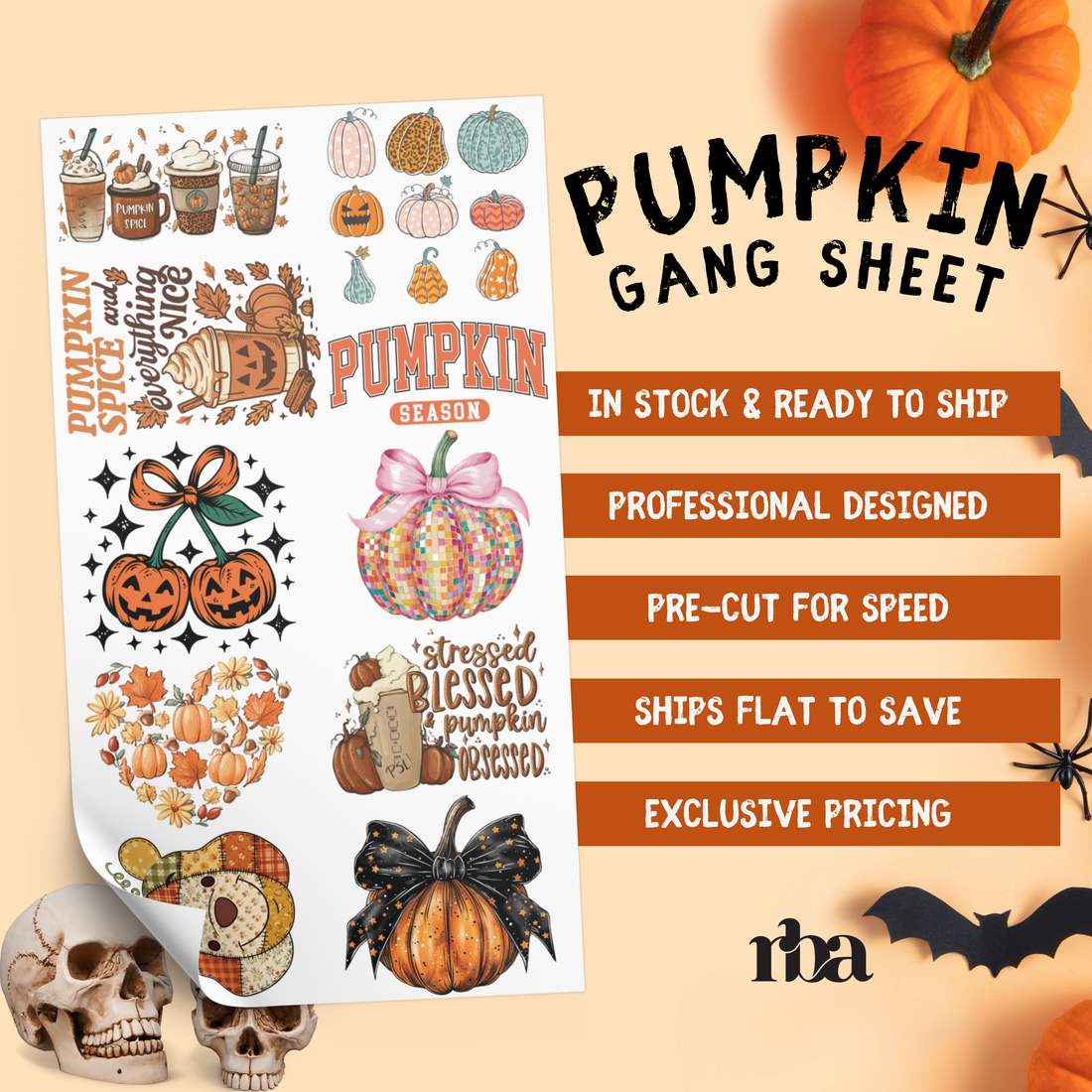 Pumpkin Pre-Designed Gang Sheet