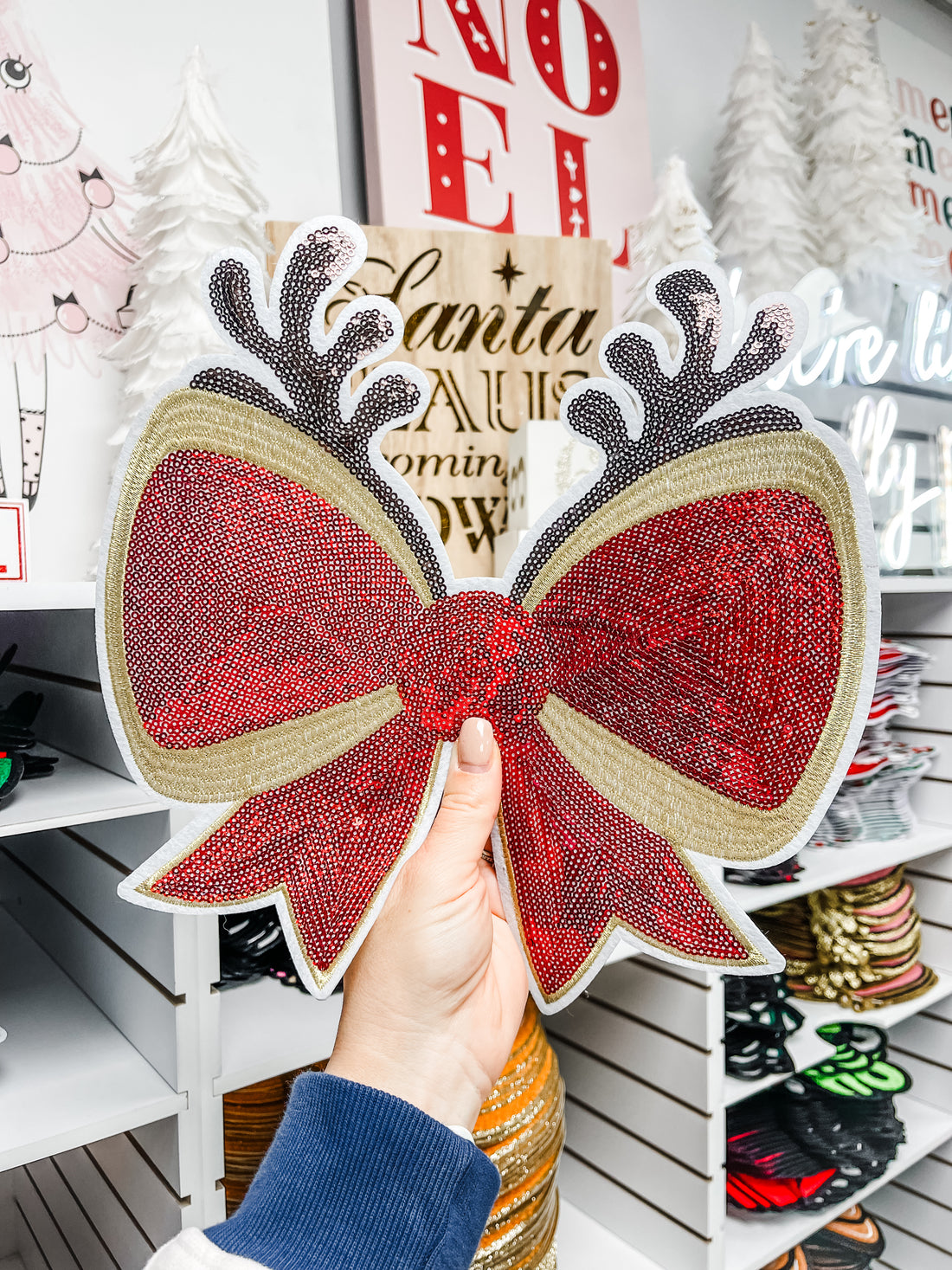 Reindeer Bow Chenille Patch