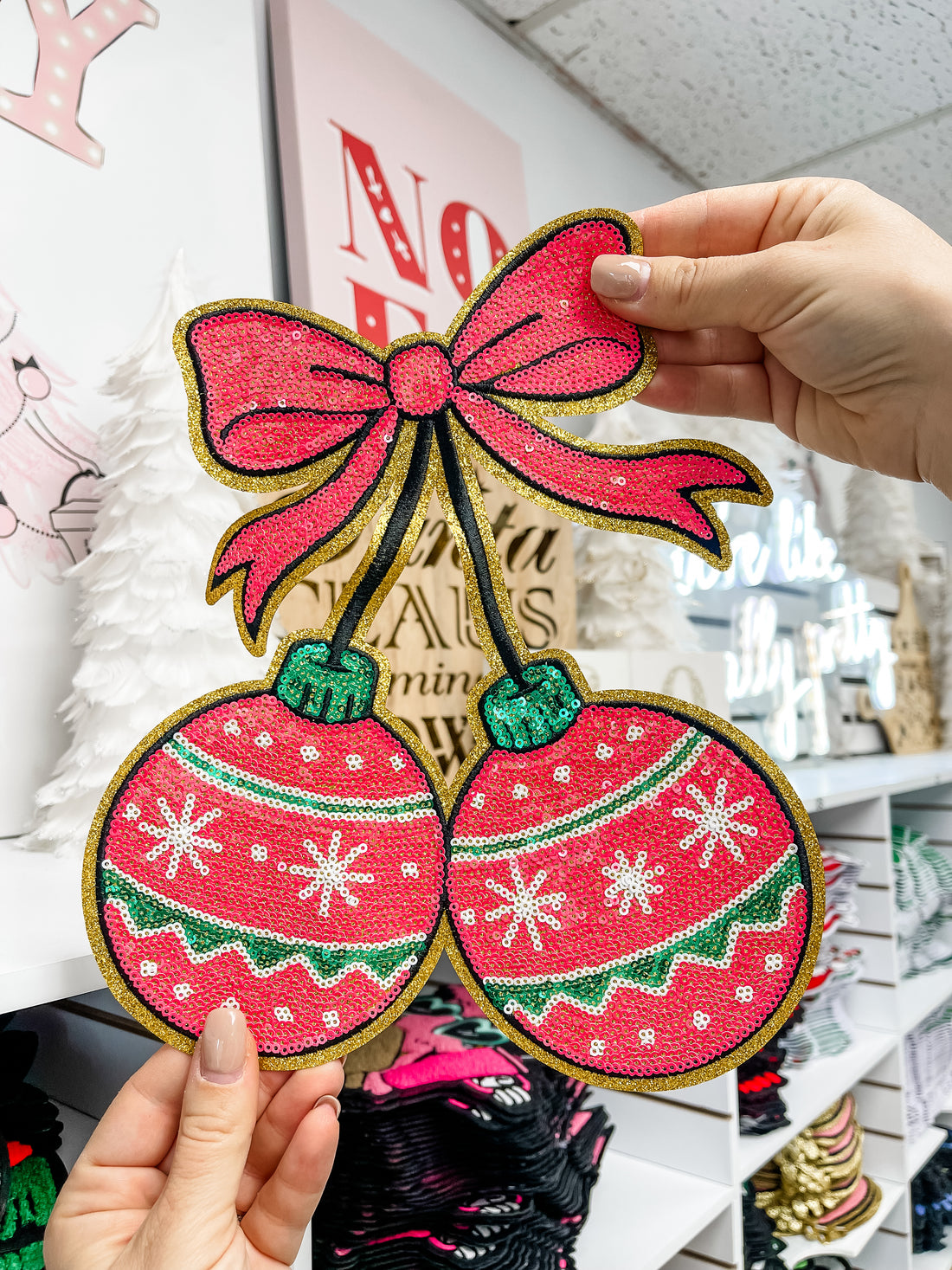 Ornament Cherries Sequin Patch