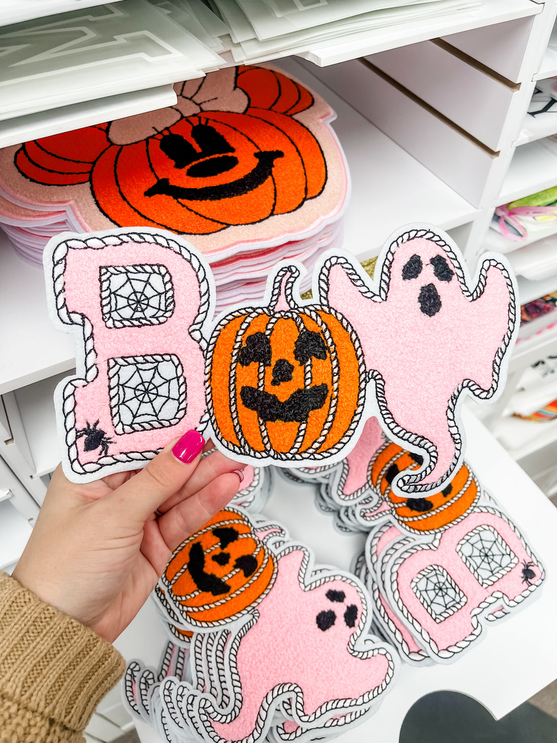 Pink Ghost Boo Chenille Patch
