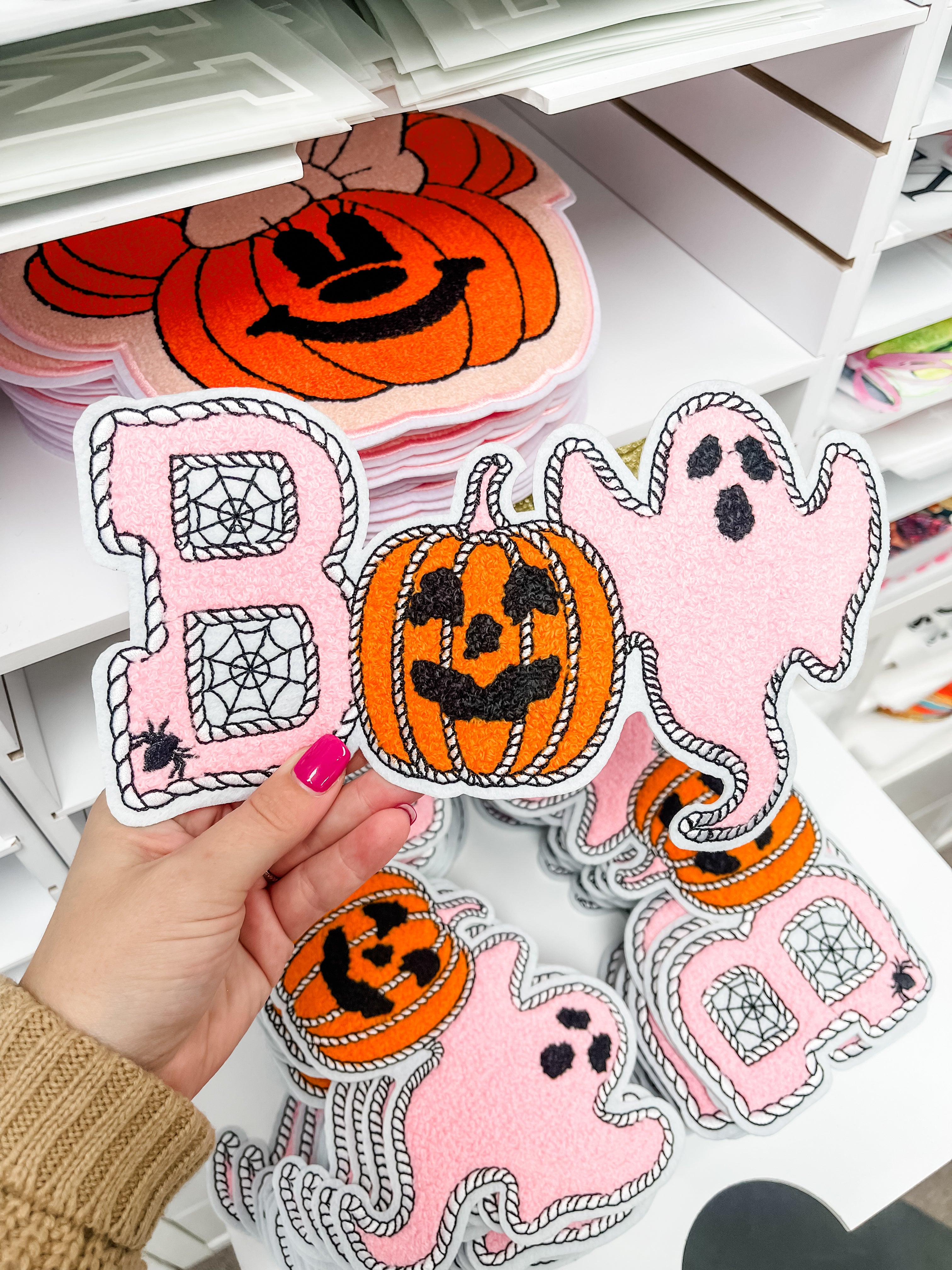 Pink Ghost Boo Chenille Patch