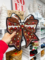 Gingerbread Bow Sequin Patch