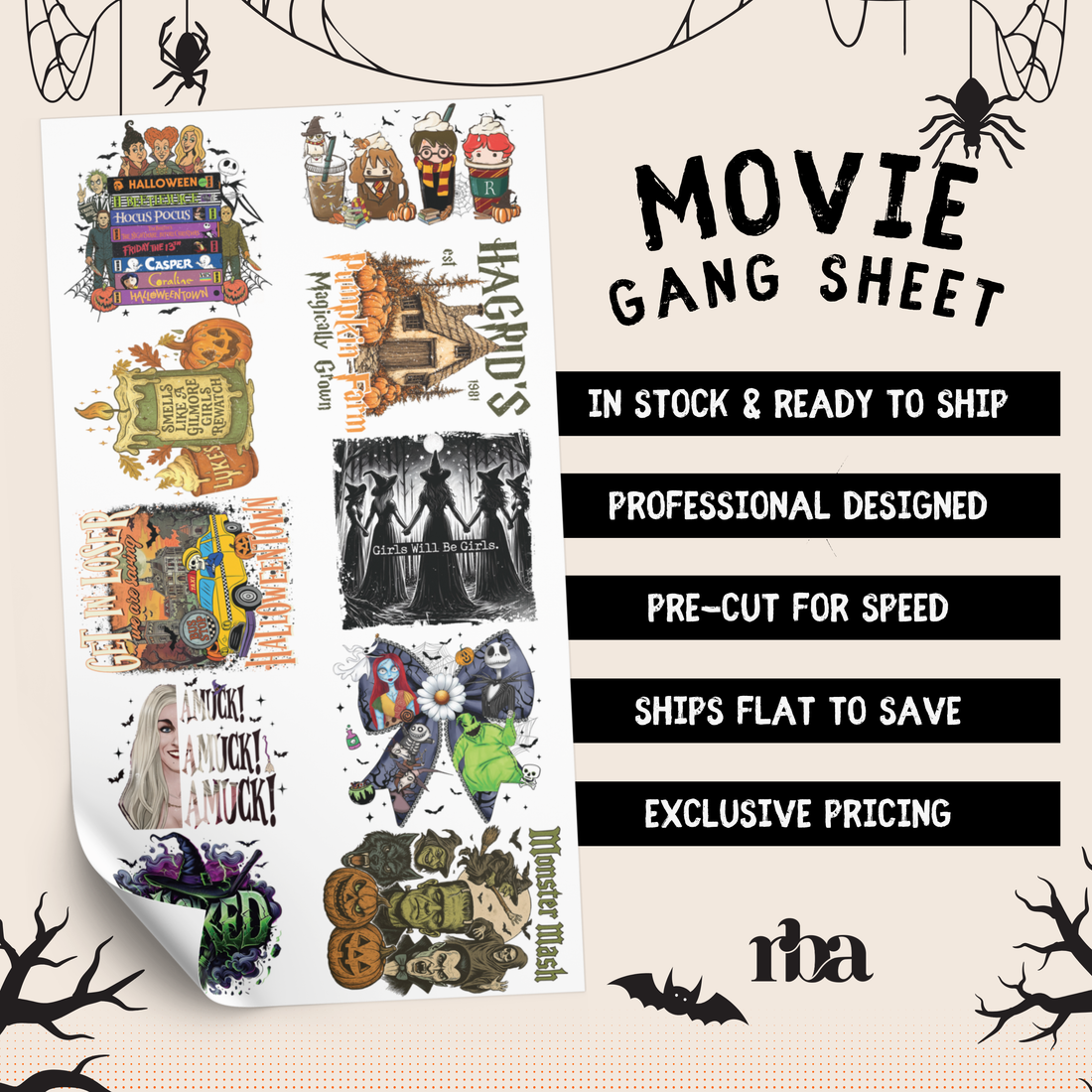 Halloween Movies Pre-Designed Gang Sheet