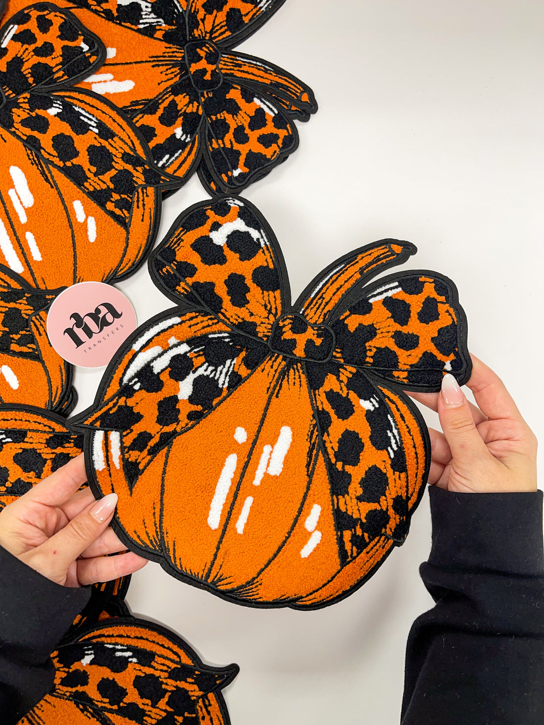 Pumpkin Bow Chenille Patch