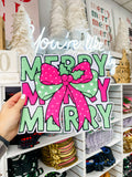 MERRY Holly Bow Chenille Patch