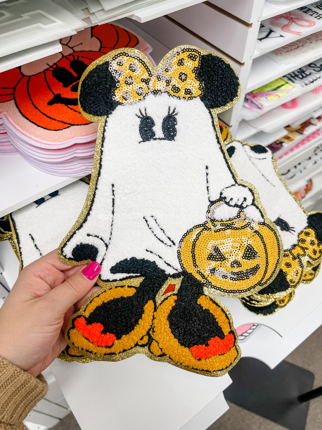 Girly Mouse Ghost Chenille Patch