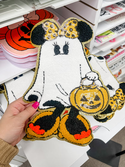 Girly Mouse Ghost Chenille Patch