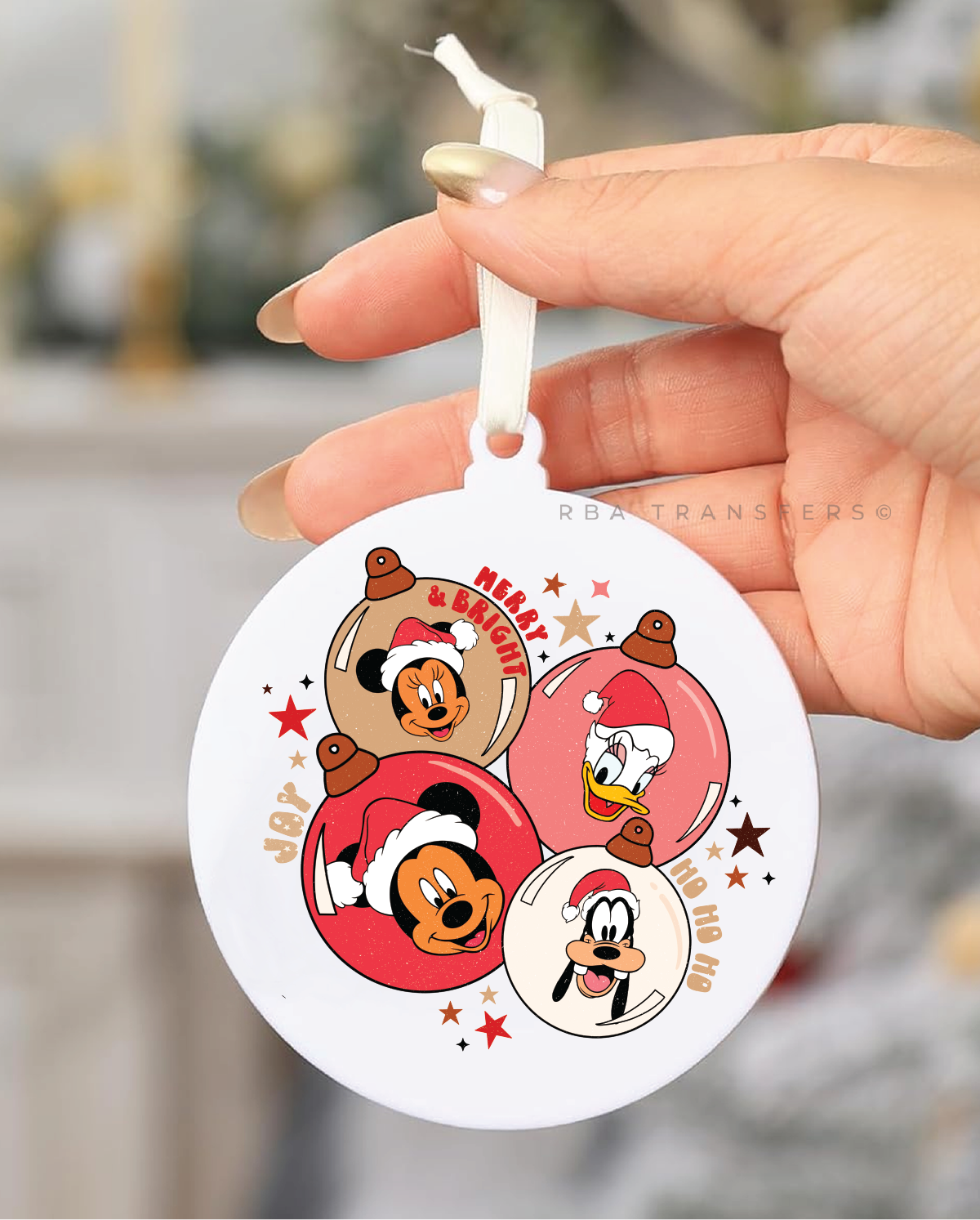 Mickey Christmas Ornaments 3&quot; Acrylic Ornament UV DTF Sticker