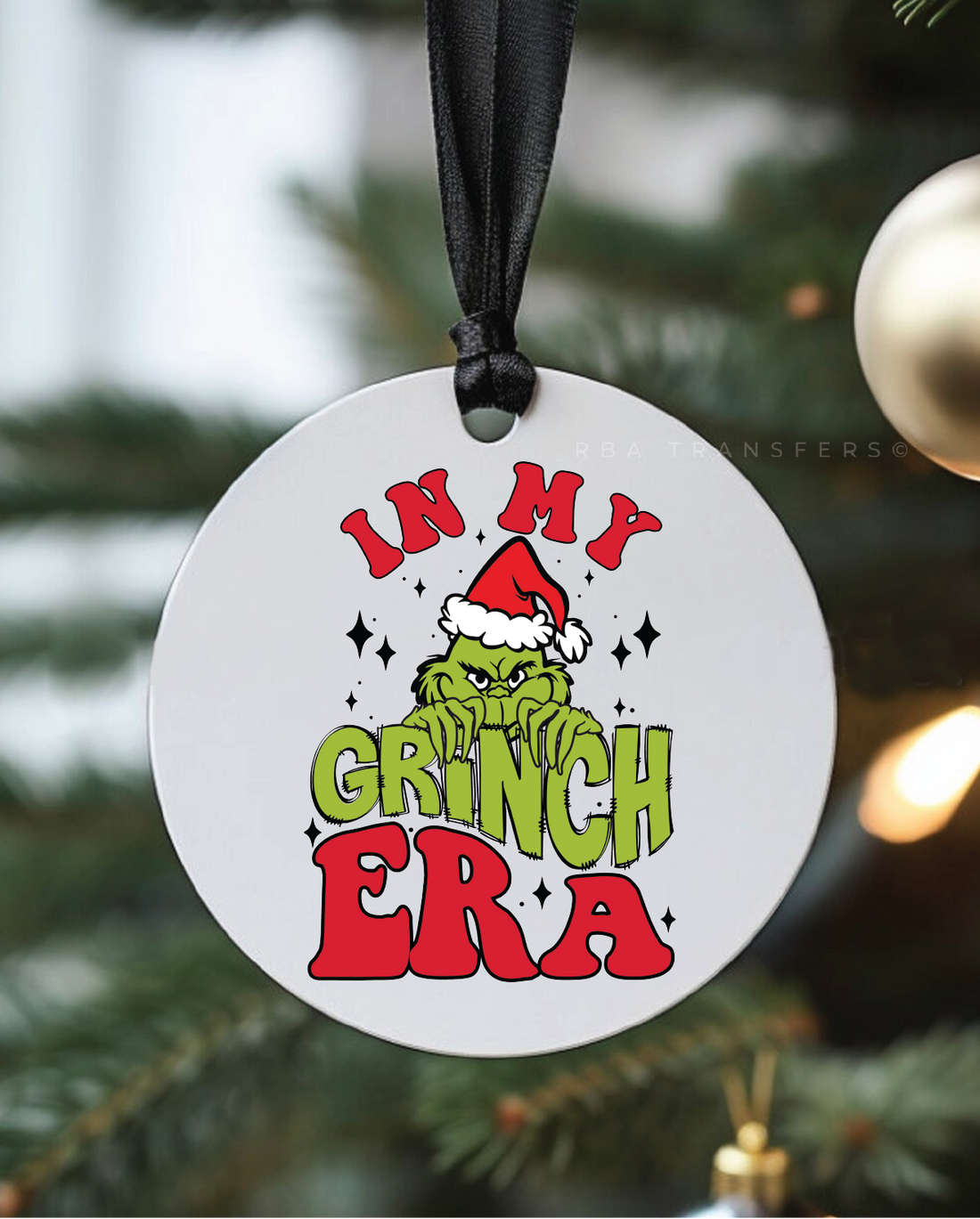 Green In My Grinch Era 3&quot; Acrylic Ornament UV DTF Sticker