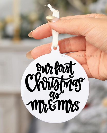 Our First Christmas As Mr &amp; Mrs Ornament UV DTF Sticker