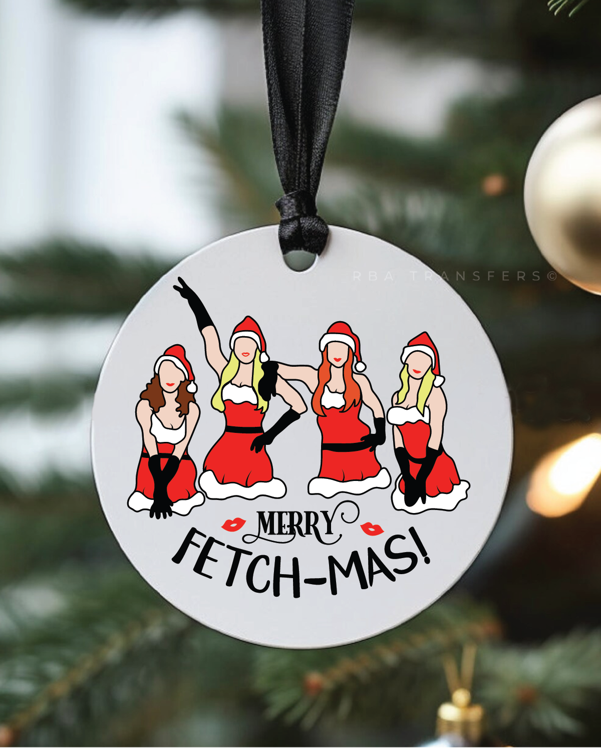 Merry Fetch-mas! 3&quot; Acrylic Ornament UV DTF Sticker