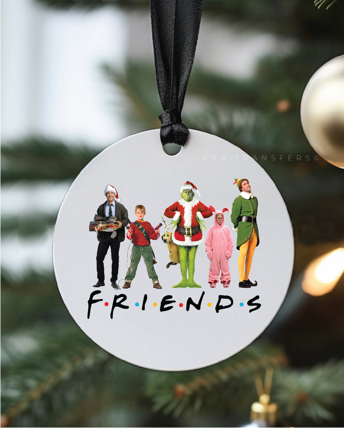 Christmas Friends 3&quot; Acrylic Ornament UV DTF Sticker