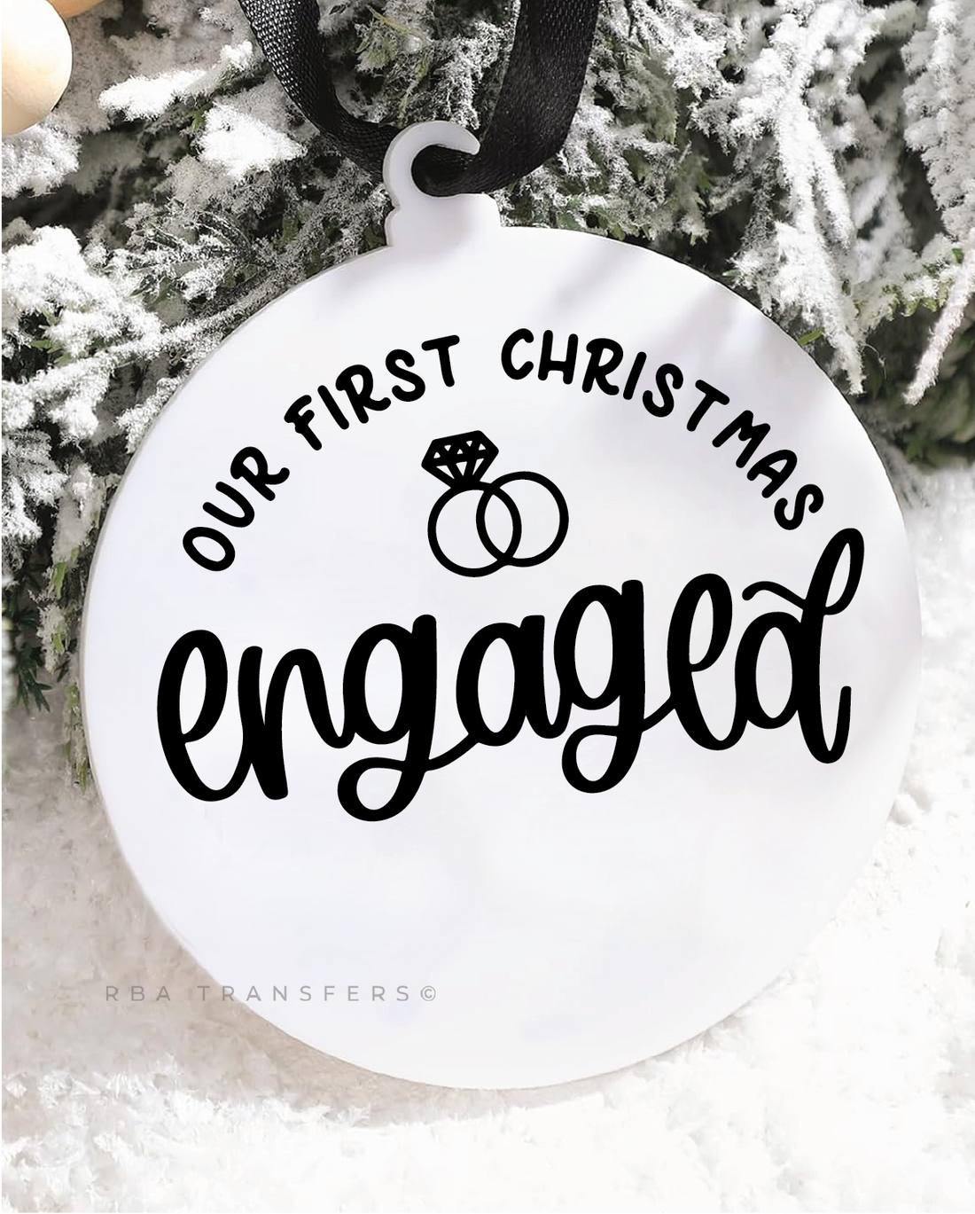 Our First Christmas Engaged 3&quot; Acrylic Ornament UV DTF Sticker