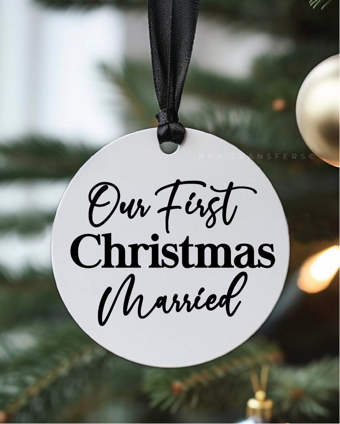 Our First Christmas Married 3&quot; Acrylic Ornament UV DTF Sticker