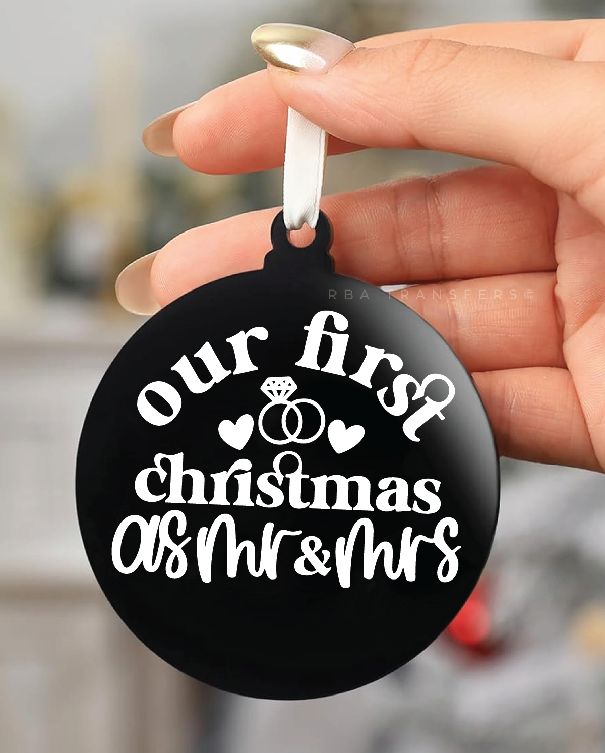 Our First Christmas As Mr &amp; Mrs 3&quot; Acrylic Ornament UV DTF Sticker