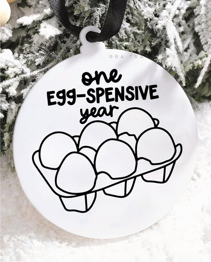 One Egg-spensive Year 3&quot; Acrylic Ornament UV DTF Sticker