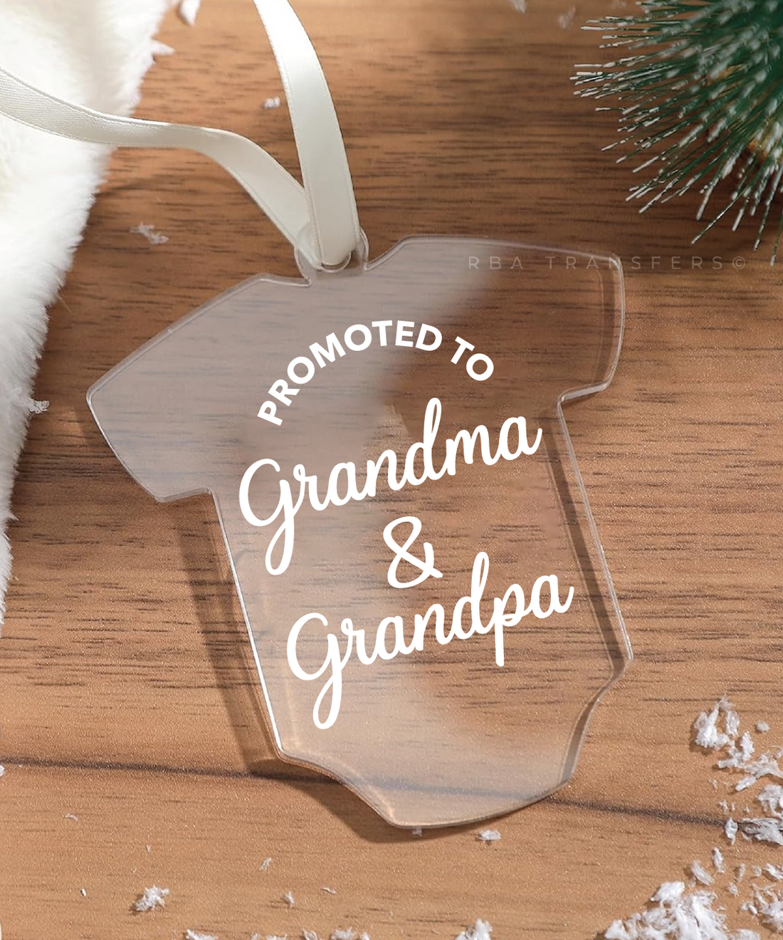 Promoted To Grandma &amp; Grandpa Acrylic Ornament UV DTF Sticker