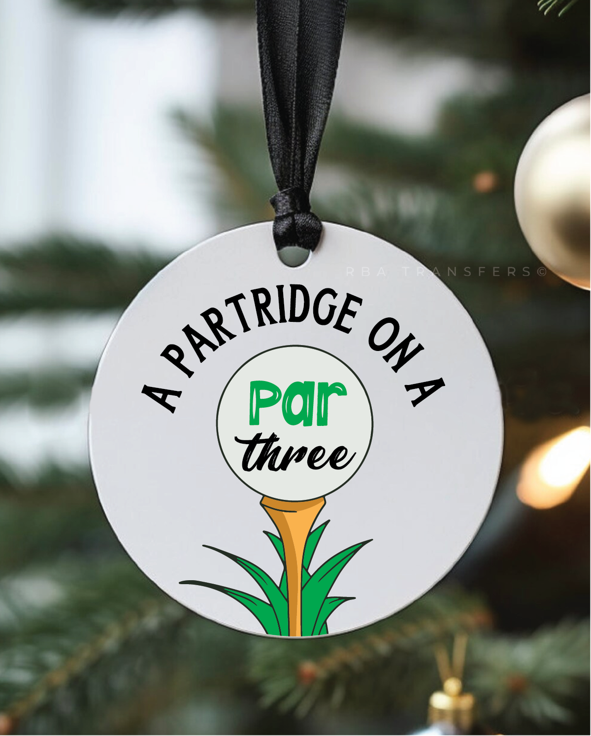 A Partridge On A Par Three 3&quot; Acrylic Ornament UV DTF Sticker