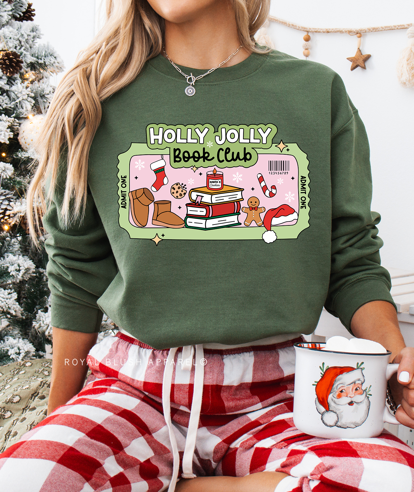 Admit One Holly Jolly Book Club Full Colour Transfer