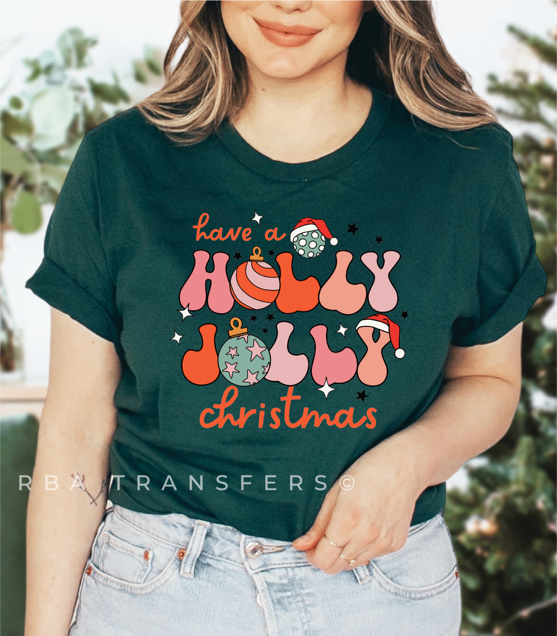 Have A Holly Jolly Christmas Full Colour Transfer