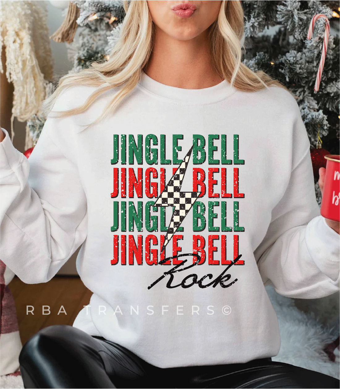 Jingle Bell Rock Lightning Full Colour Transfer