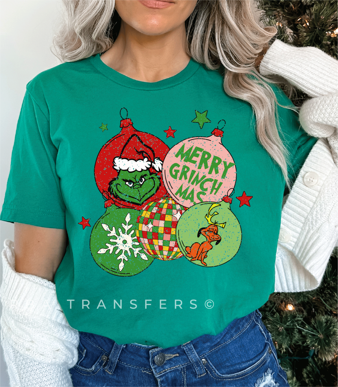 Merry Grinchmas Ornaments Full Colour Transfer