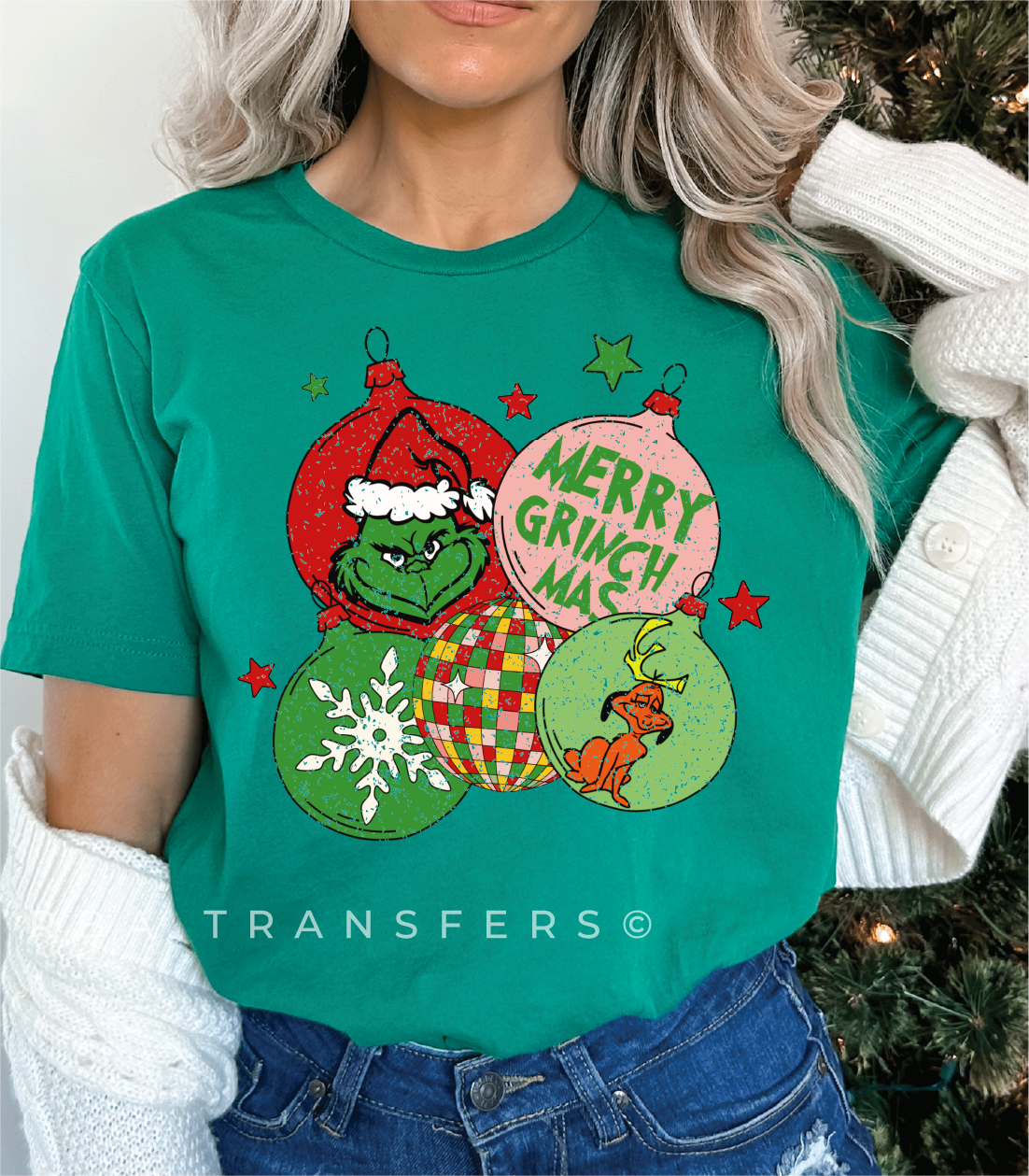 Joyeux Grinchmas Ornements Transfert polychrome