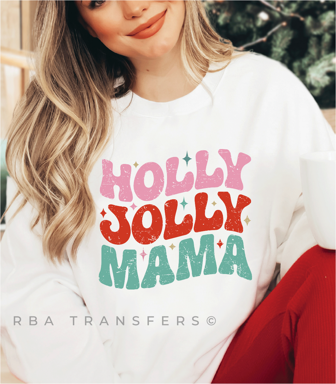 Holly Jolly Mama Transfert polychrome