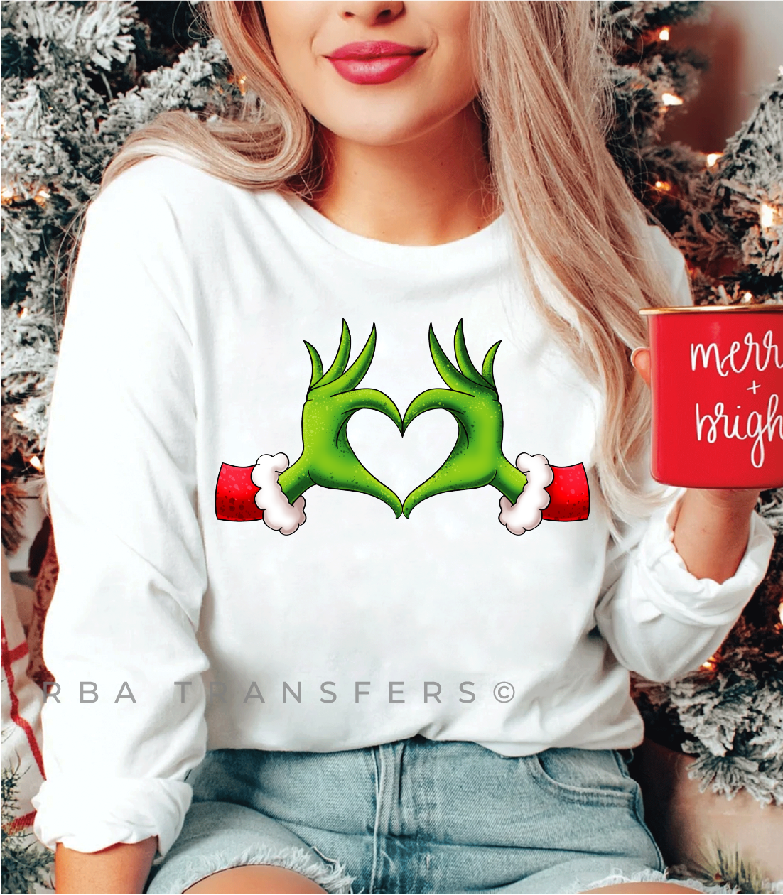 Transfert polychrome de coeur de Grinch