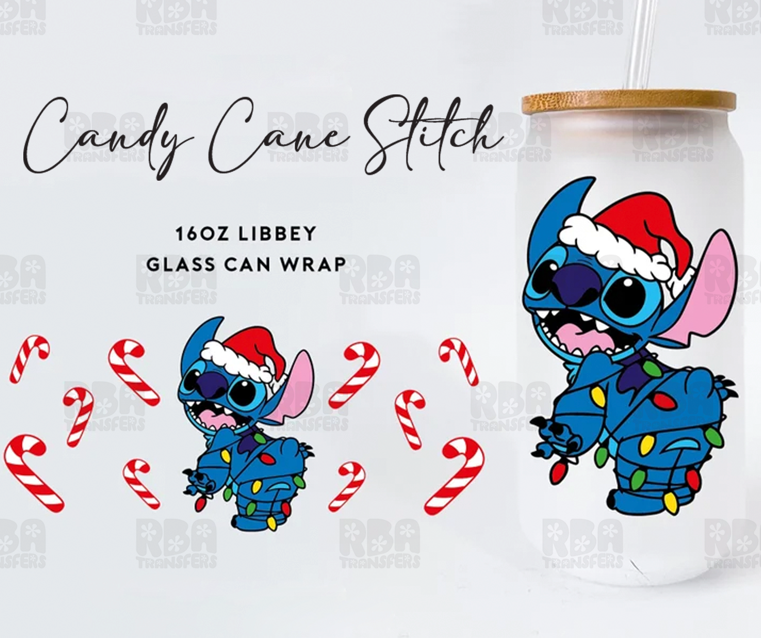 Candy Cane Stitch Wrap UV DTF Sticker