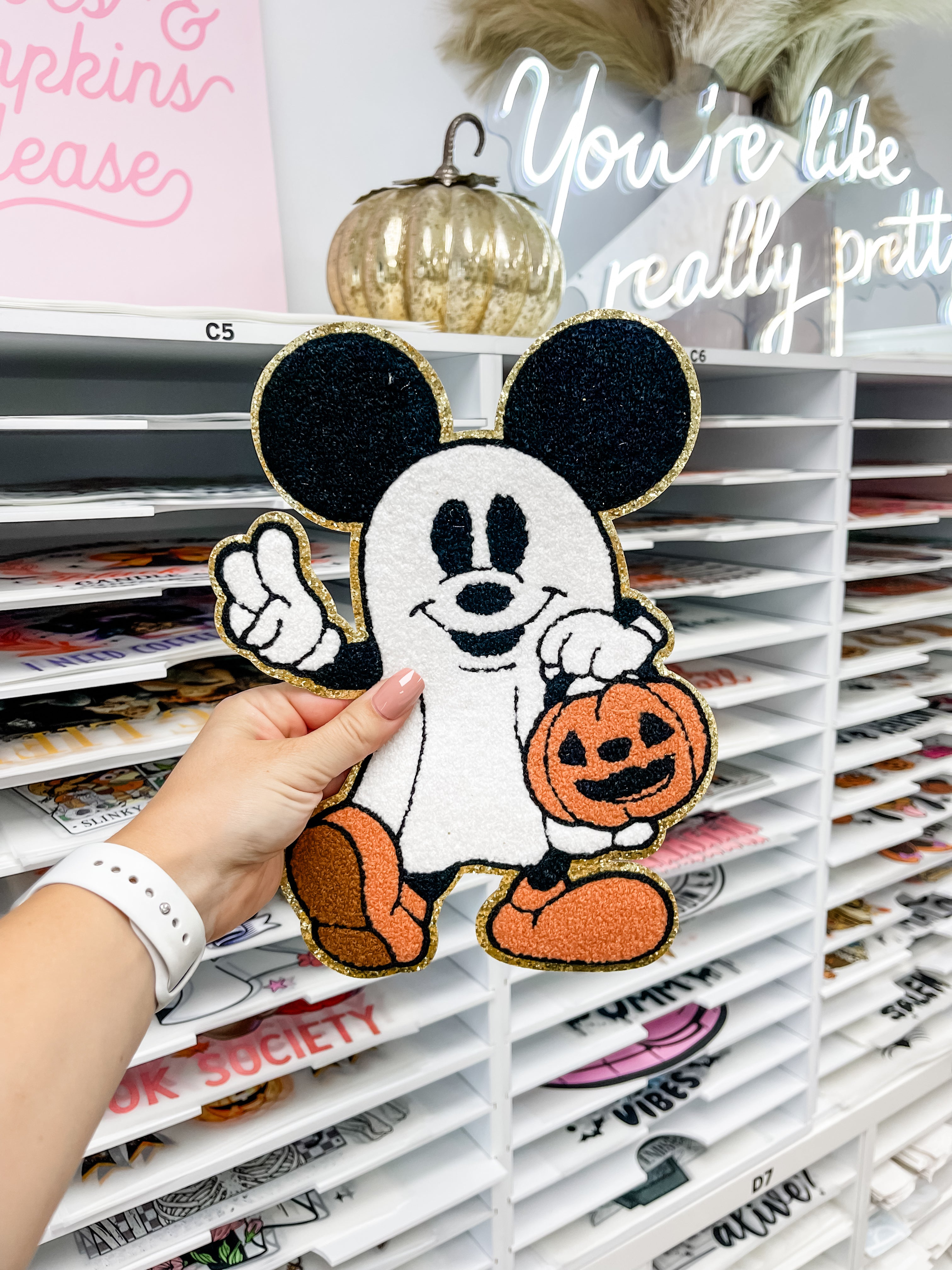 Mickey Halloween Ghost Chenille Patch