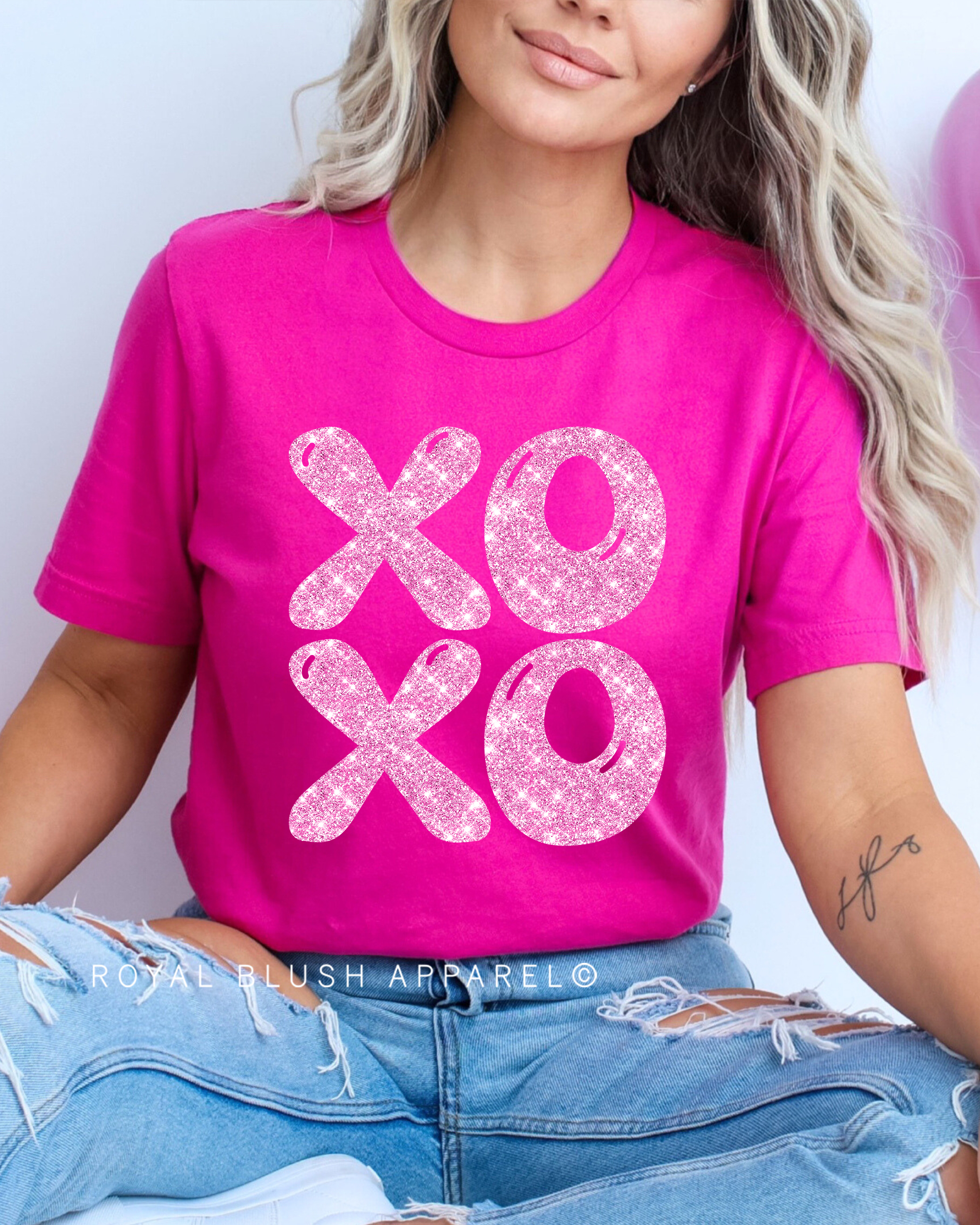 Pink Glitter XOXO Full Color Transfer